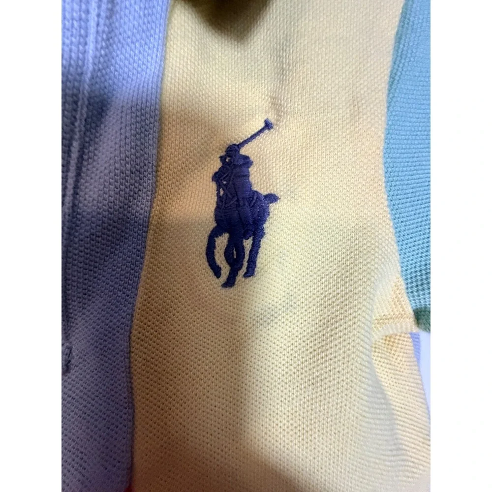 Ralph Lauren Baby Boys Colorblock Polo Romper Multi Color 12M Short Sleeve_147